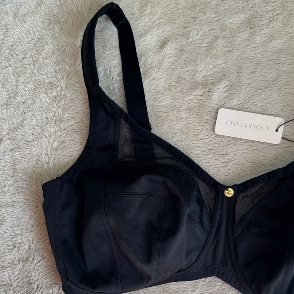 NWT Understance Black Full-Cup Support Bra with Mesh Accents 36DDD/F - Picture 4 of 8